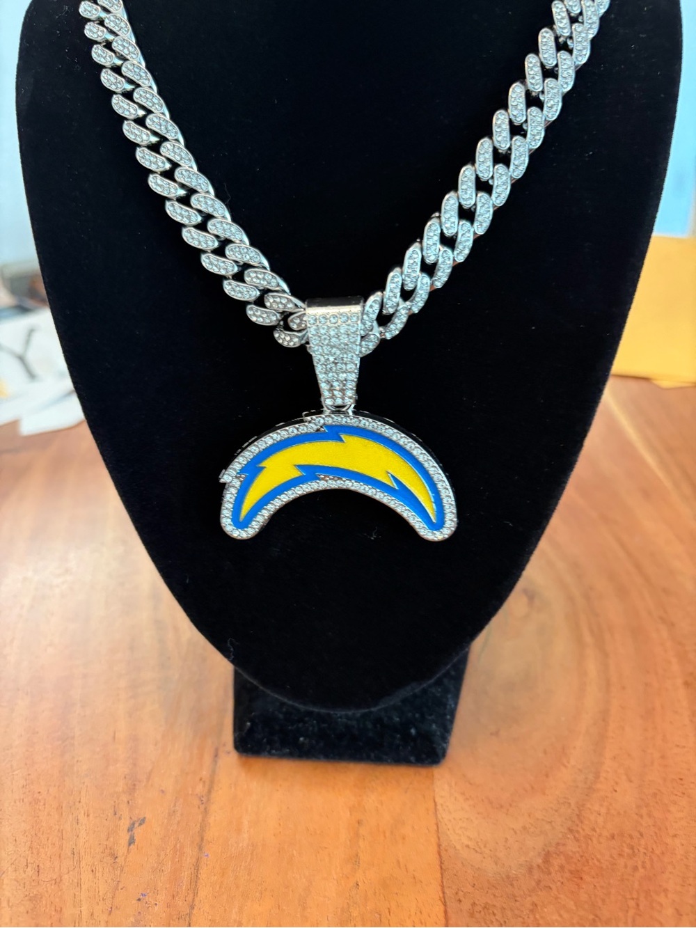 NFL Los Angeles Chargers Lightning Bolt Pendant Necklace - Blue & Yellow